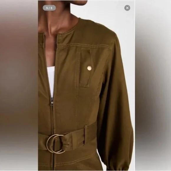 Madewell Olive Green 3/4 Sleeve Belted Jumpsuit coveralls size xs - Picture 5 of 13